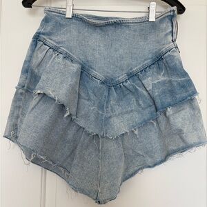 Denim Ruffle Women's Shorts